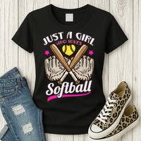 Softball Just A Girl Who Loves Softball Softball Player TShirt Womens T-Shirt