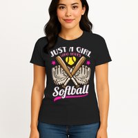 Softball Just A Girl Who Loves Softball Softball Player TShirt Womens T-Shirt