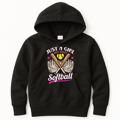 Softball Just A Girl Who Loves Softball Softball Player TShirt Kids Hoodie