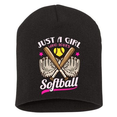 Softball Just A Girl Who Loves Softball Softball Player TShirt Short Acrylic Beanie