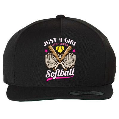 Softball Just A Girl Who Loves Softball Softball Player TShirt Wool Snapback Cap