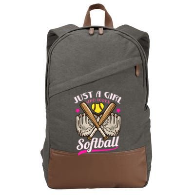 Softball Just A Girl Who Loves Softball Softball Player TShirt Cotton Canvas Backpack