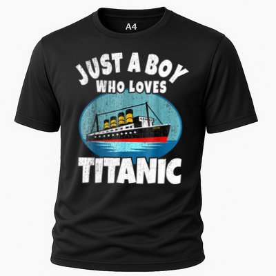 Ship Just A Boy Who Loves Titanic Boat Titanic Boys Toddler Cooling Performance Crew T-Shirt