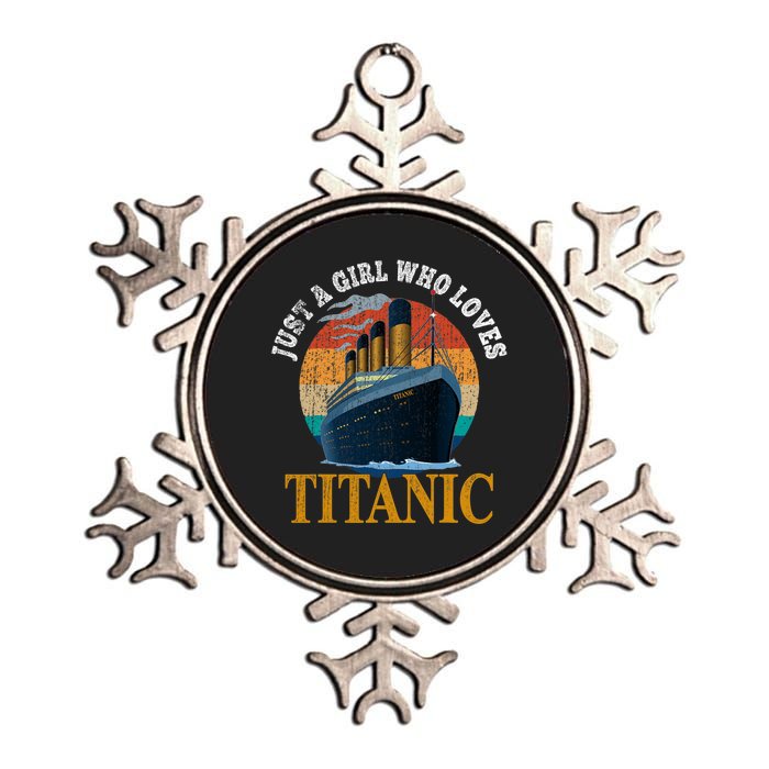 Ship Just A Girl Who Loves Titanic Boat Titanic Woman Metallic Star Ornament