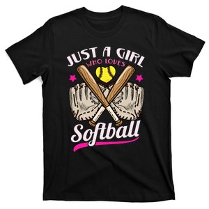 Softball Just a Who Loves Softball Softball Player T-Shirt