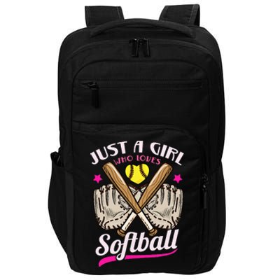 Softball Just a Who Loves Softball Softball Player Impact Tech Backpack