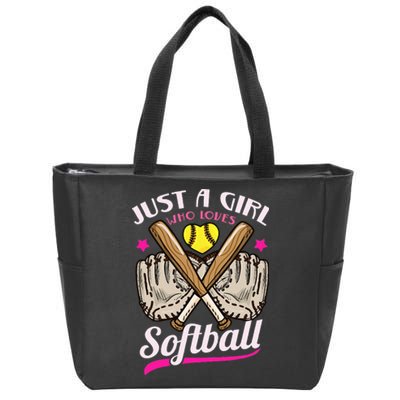 Softball Just a Who Loves Softball Softball Player Zip Tote Bag