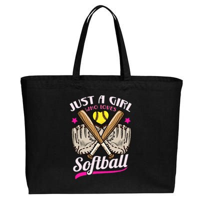 Softball Just a Who Loves Softball Softball Player Cotton Canvas Jumbo Tote