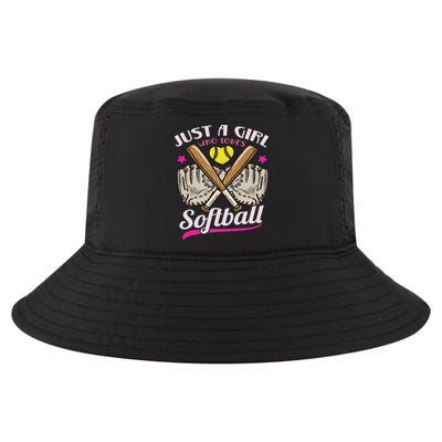 Softball Just A Girl Who Loves Softball Softball Player Cool Comfort Performance Bucket Hat