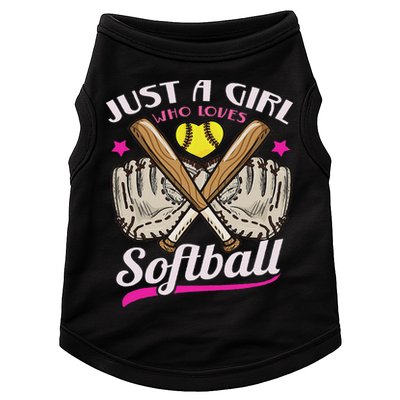Softball Just A Girl Who Loves Softball Softball Player Doggie Tank