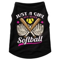 Softball Just A Girl Who Loves Softball Softball Player Doggie Tank