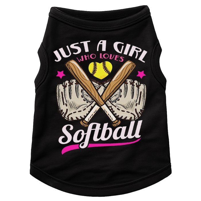 Softball Just A Girl Who Loves Softball Softball Player Doggie Tank
