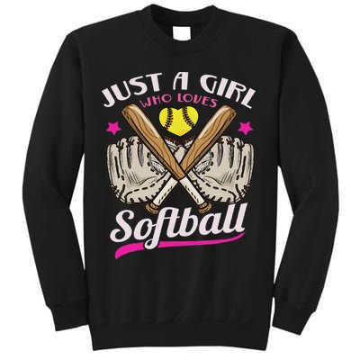 Softball Just A Girl Who Loves Softball Softball Player Sweatshirt