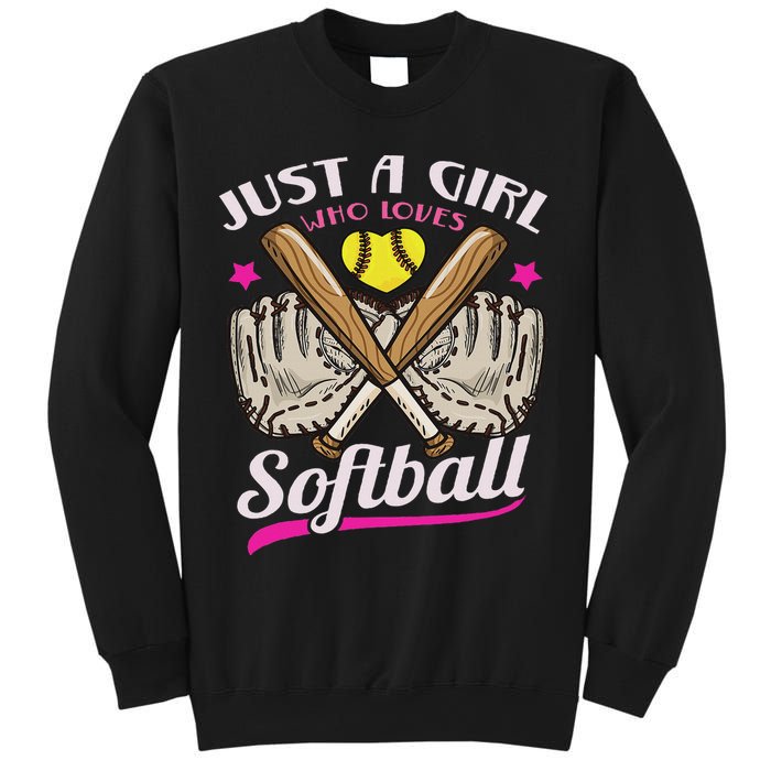 Softball Just A Girl Who Loves Softball Softball Player Sweatshirt