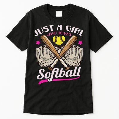 Softball Just A Girl Who Loves Softball Softball Player Tall T-Shirt