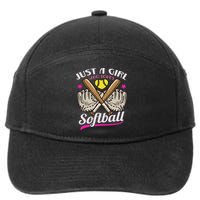 Softball Just A Girl Who Loves Softball Softball Player 7-Panel Snapback Hat