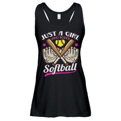 Softball Just A Girl Who Loves Softball Softball Player Ladies Essential Flowy Tank