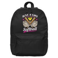 Softball Just A Girl Who Loves Softball Softball Player 16 in Basic Backpack