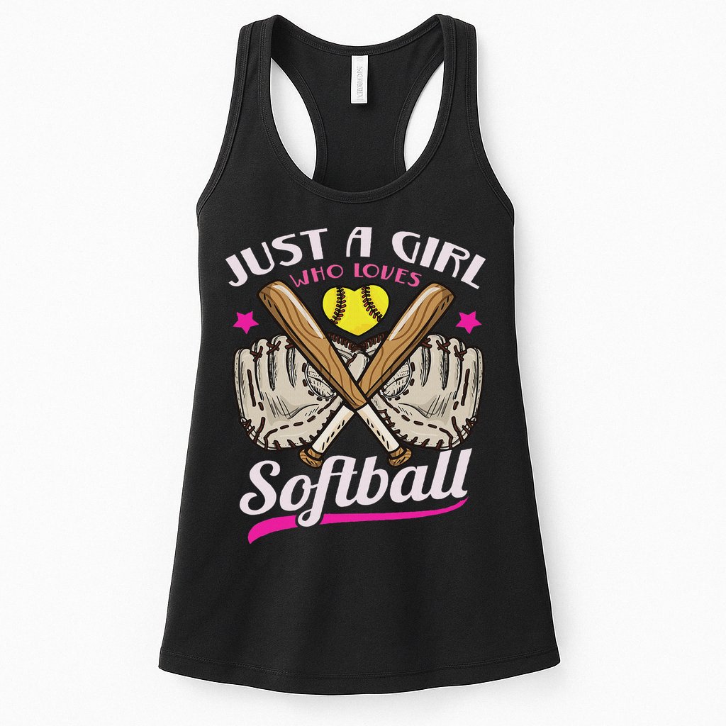 Softball Just A Girl Who Loves Softball Softball Player Womens Tank Top