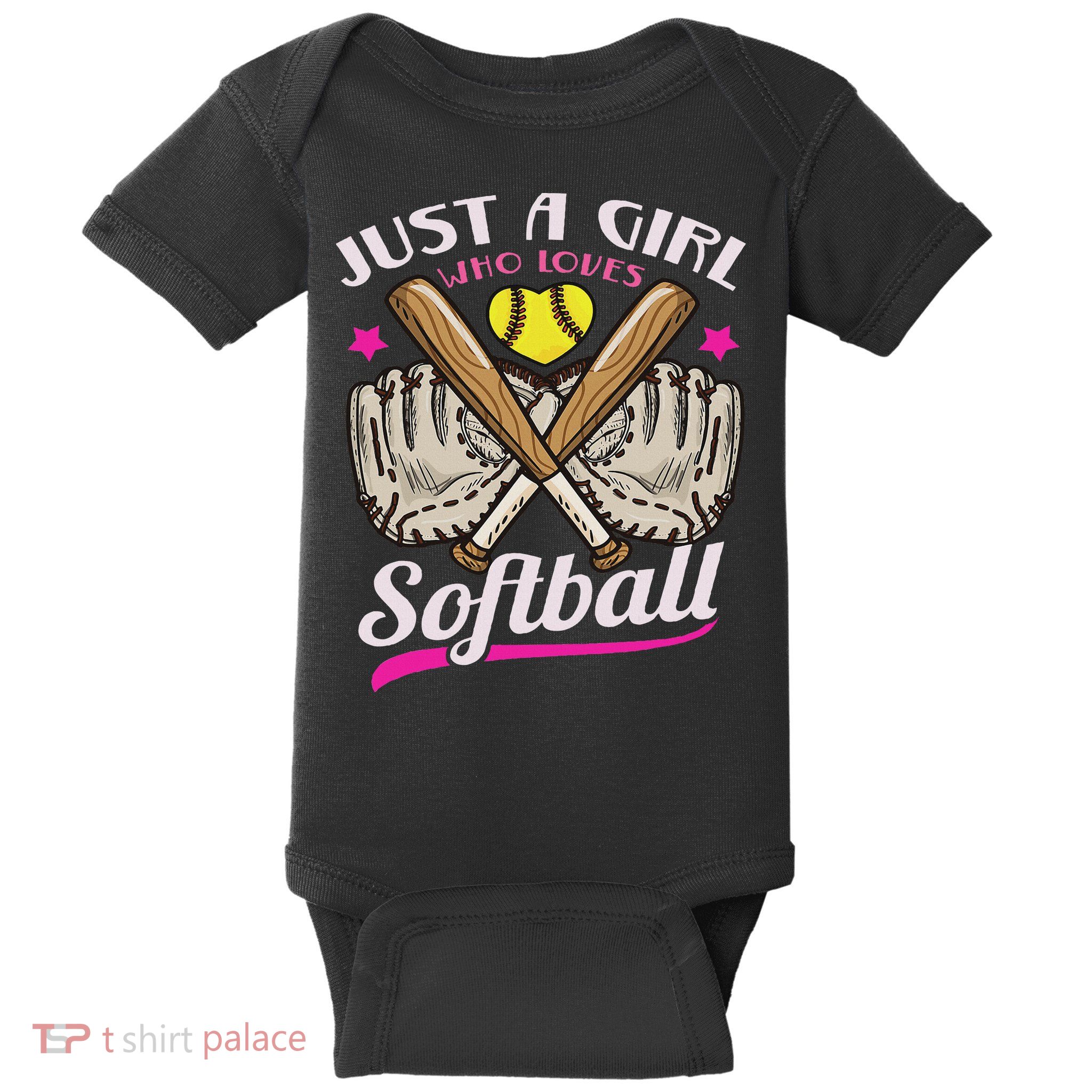 Softball Just A Girl Who Loves Softball Softball Player Baby Bodysuit