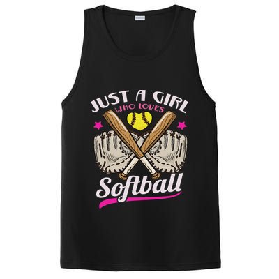 Softball Just A Girl Who Loves Softball Softball Player PosiCharge Competitor Tank