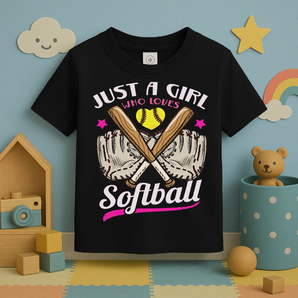 Softball Just A Girl Who Loves Softball Softball Player Toddler T-Shirt