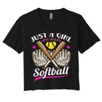 Softball Just A Girl Who Loves Softball Softball Player Women's Crop Top Tee