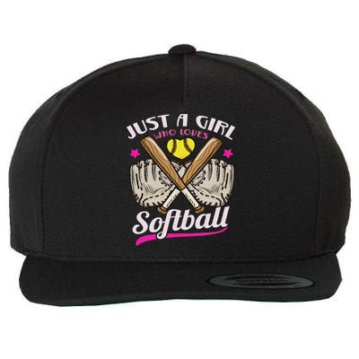 Softball Just A Girl Who Loves Softball Softball Player Wool Snapback Cap