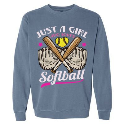 Softball Just A Girl Who Loves Softball Softball Player Garment-Dyed Sweatshirt