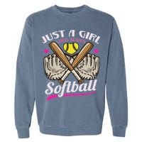 Softball Just A Girl Who Loves Softball Softball Player Garment-Dyed Sweatshirt