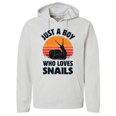 Snail Just A Boy Who Loves Snails Insects Retro Vintage Performance Fleece Hoodie