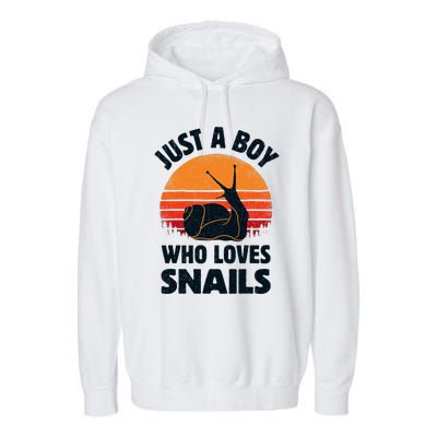 Snail Just A Boy Who Loves Snails Insects Retro Vintage Garment-Dyed Fleece Hoodie