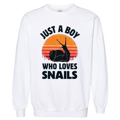 Snail Just A Boy Who Loves Snails Insects Retro Vintage Garment-Dyed Sweatshirt