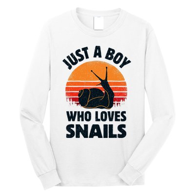 Snail Just A Boy Who Loves Snails Insects Retro Vintage Long Sleeve Shirt