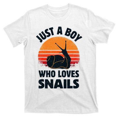 Snail Just A Boy Who Loves Snails Insects Retro Vintage T-Shirt