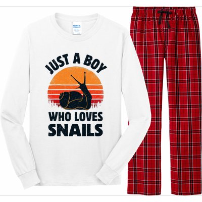 Snail Just A Boy Who Loves Snails Insects Retro Vintage Long Sleeve Pajama Set