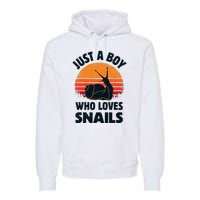 Snail Just A Boy Who Loves Snails Insects Retro Vintage Premium Hoodie