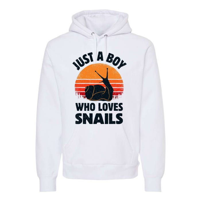 Snail Just A Boy Who Loves Snails Insects Retro Vintage Premium Hoodie