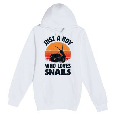 Snail Just A Boy Who Loves Snails Insects Retro Vintage Premium Pullover Hoodie