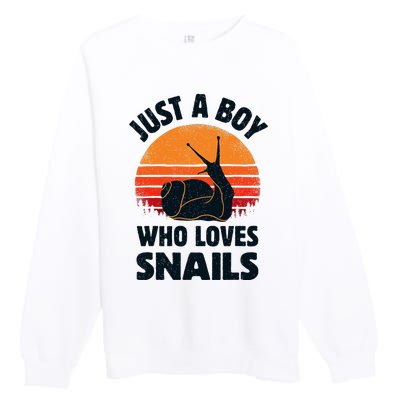 Snail Just A Boy Who Loves Snails Insects Retro Vintage Premium Crewneck Sweatshirt