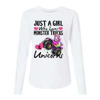 Shop Just A Girl Who Loves Monster Trucks And Unicorns Womens Cotton Relaxed Long Sleeve T-Shirt