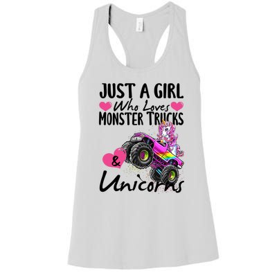 Shop Just A Girl Who Loves Monster Trucks And Unicorns Women's Racerback Tank