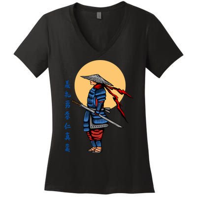 Samurai Japanese Art Martial Arts Gift Women's V-Neck T-Shirt