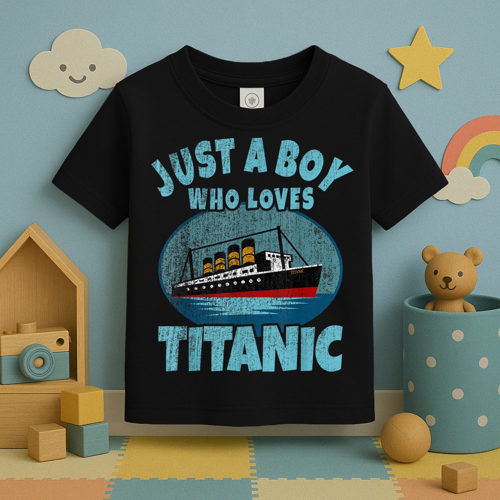 Ship Just A Boy Who Loves Titanic Boat Titanic Toddler T-Shirt
