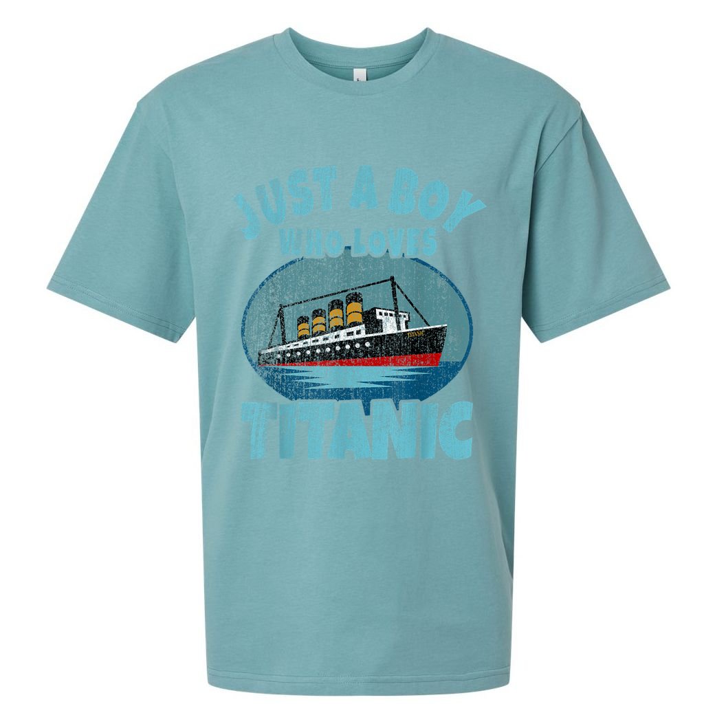 Ship Just A Boy Who Loves Titanic Boat Titanic Sueded Cloud Jersey T-Shirt