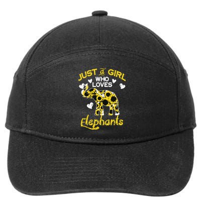 Sunflower Just A Girl Who Loves Elephants 7-Panel Snapback Hat