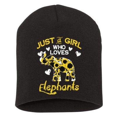 Sunflower Just A Girl Who Loves Elephants Short Acrylic Beanie