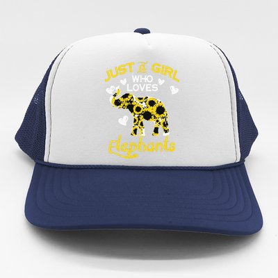 Sunflower Just A Girl Who Loves Elephants Trucker Hat