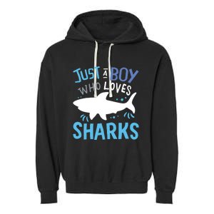 Shark Just A Who Loves Sharks Gift Garment-Dyed Fleece Hoodie