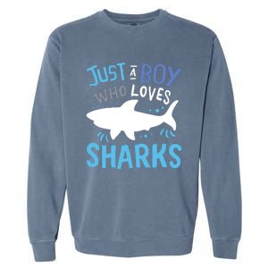 Shark Just A Who Loves Sharks Gift Garment-Dyed Sweatshirt